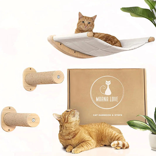 Wall Mounted Cat Bed with 2 Cat Wall Steps
