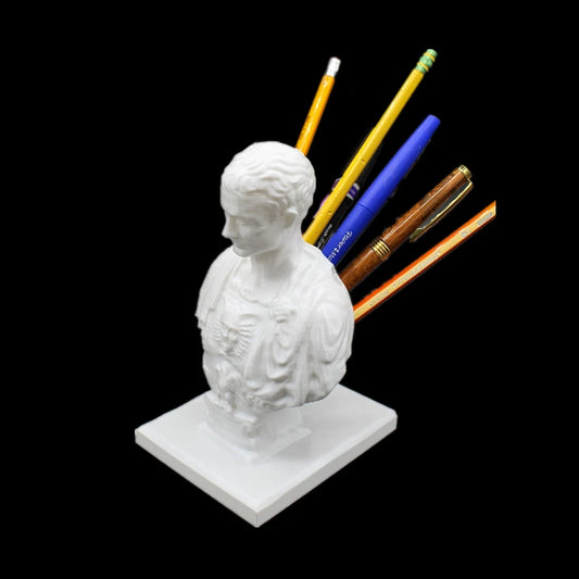 Julius Caesar Statue Pen Holder: Desk Organizer & Decor