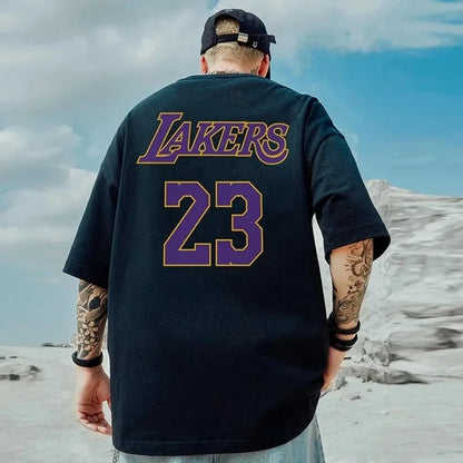 Casual Oversized Tee: Lakers No. 23 Print
