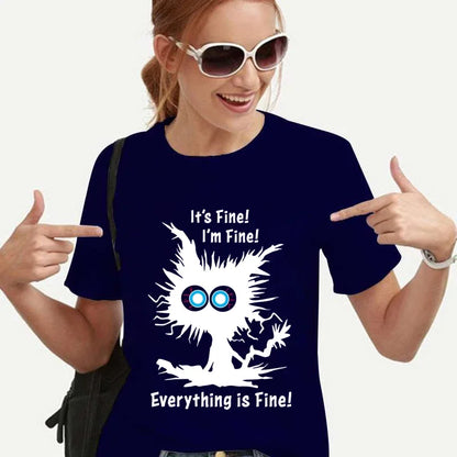 Cat T Shirt - It's Fine I'm Fine Everythings Fine