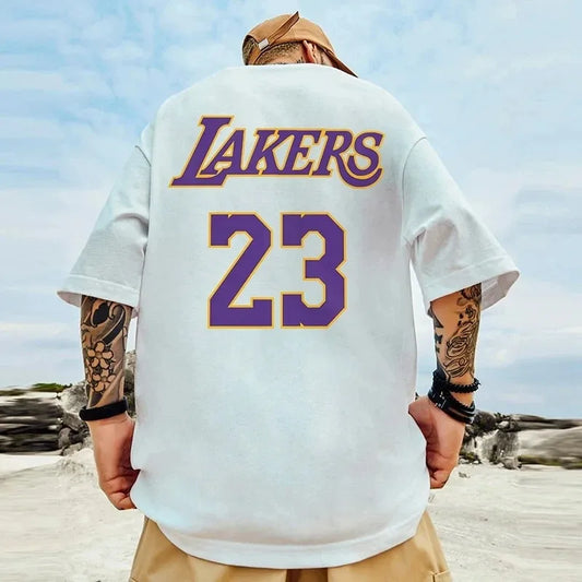 Casual Oversized Tee: Lakers No. 23 Print